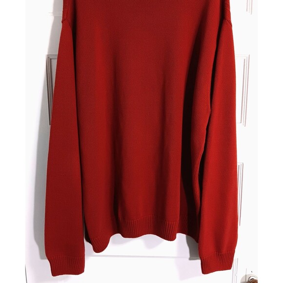 Vtg Ralph Lauren Chaps Sweater Men 2XL Red 1/4 Zip Cable Knit Fisherman Preppy - Picture 6 of 9